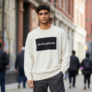 Calvin Klein Jeans Wool Blend Sweater with Black Logo 6629